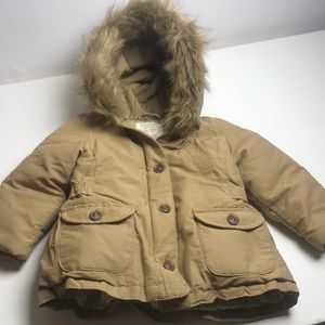 Zara Babygirl sz 18/24 winter fur hooded jacket